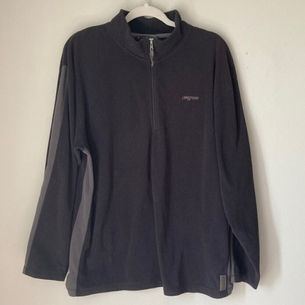 Jansport Fleece Pullover Quarter-Zip Jacket Black and Gray Men's Size XL